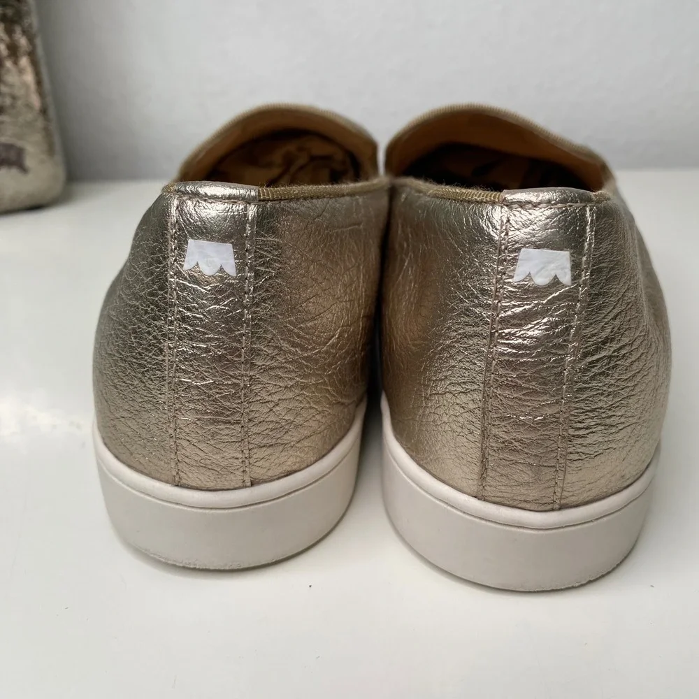 Birdies The Swift Gold Metallic Leather Slip On‎ Fashion Sneakers Shoes Size 9